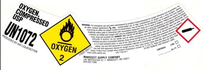 Oxygen Shoulder Label - Mabscott   Oxygen Compressed   SL